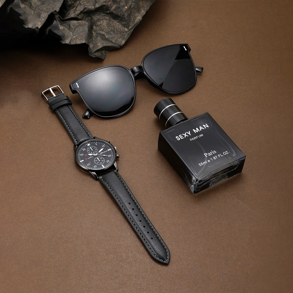 Luxury Mens Watch, Perfume and Glasses Set