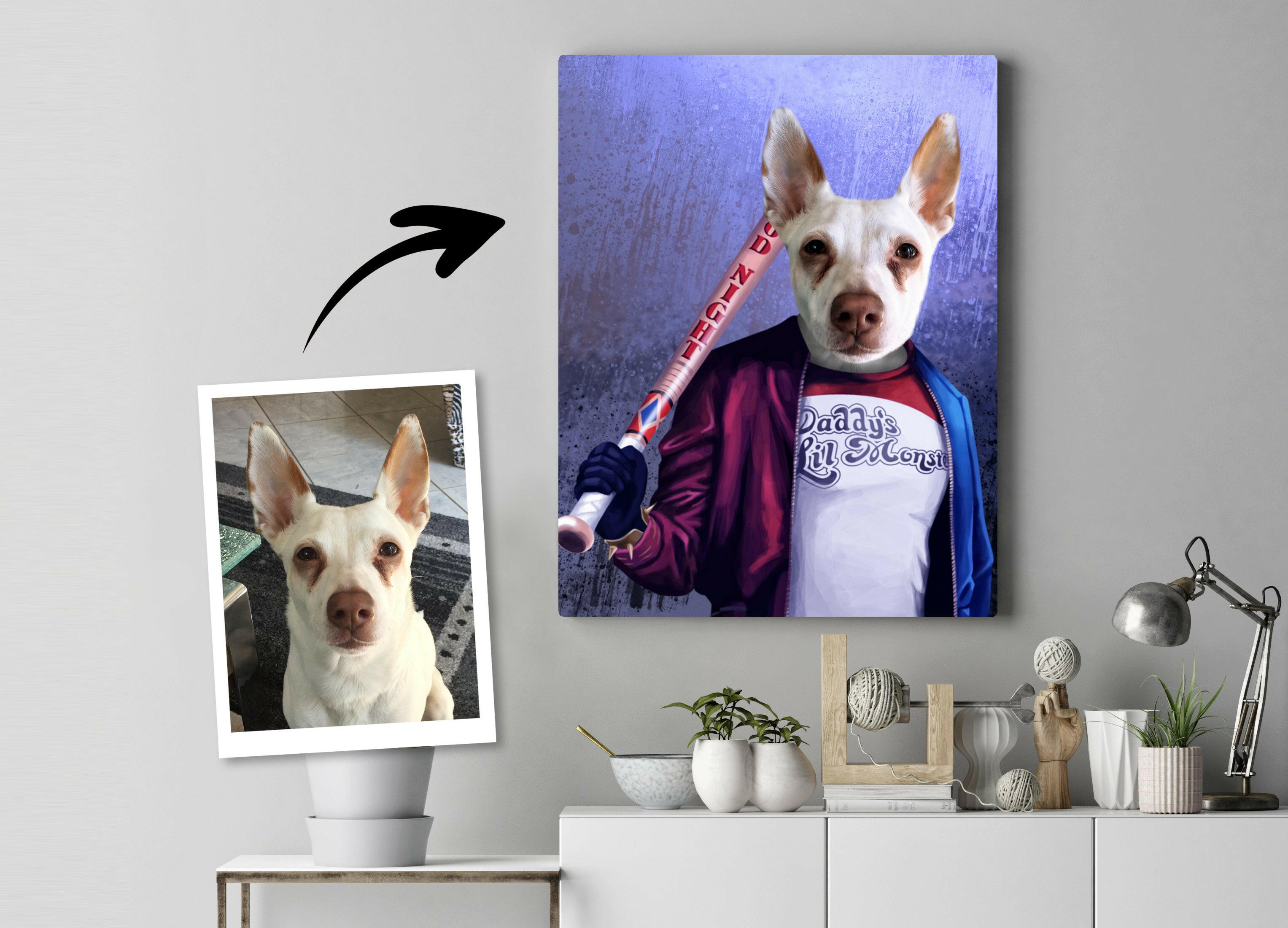 'Barkey Quinn' Pet Portrait Canvas