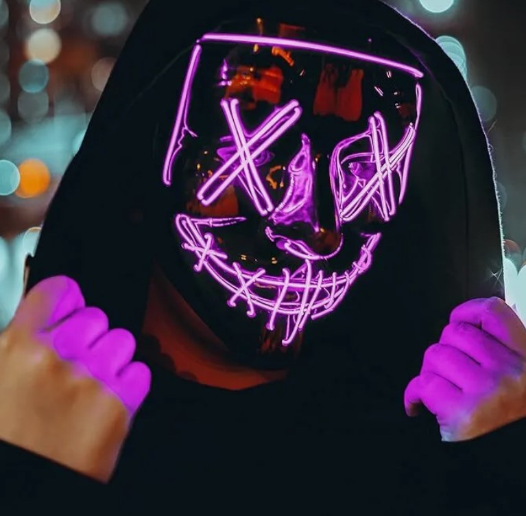 Neon Glow Purge-Inspired LED Halloween Mask