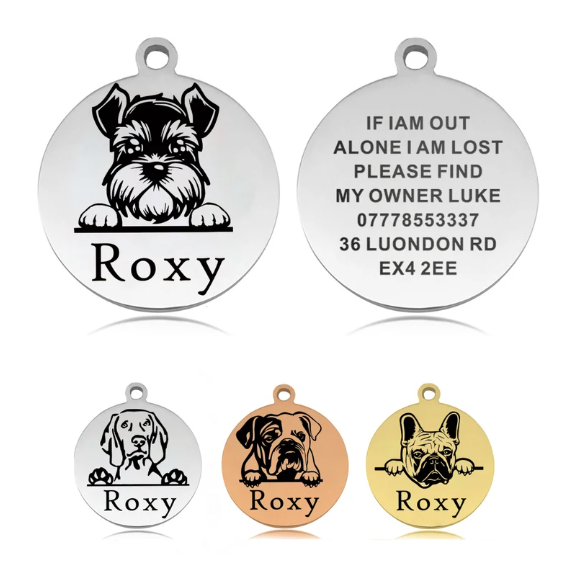 Prestige Round Personalised Dog ID Tag