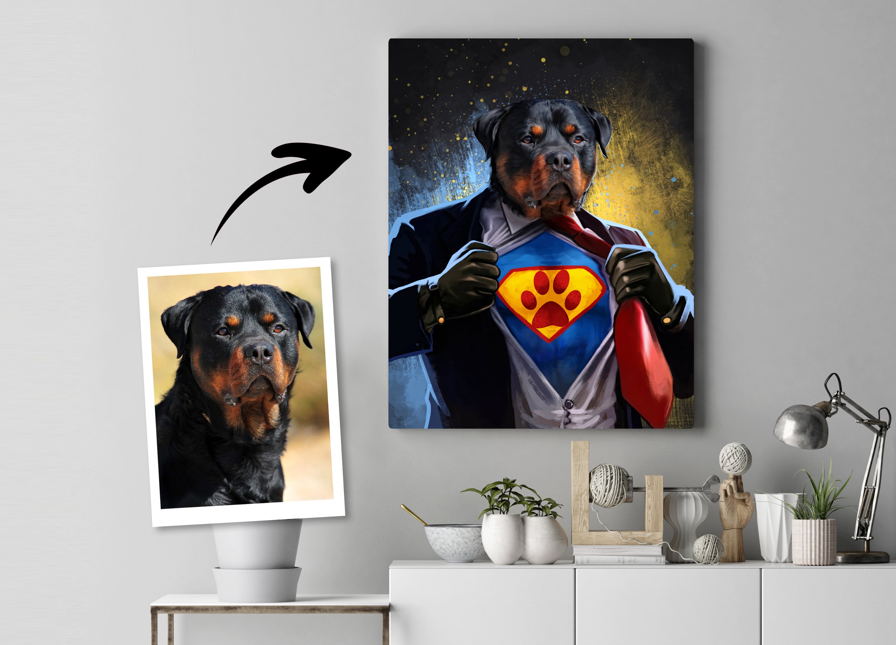 'Pawman' Pet Portrait Canvas