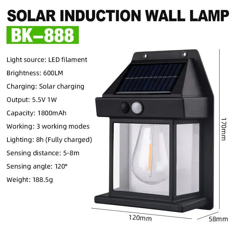 Solar Power Motion Sensor Outdoor Garden Lamp